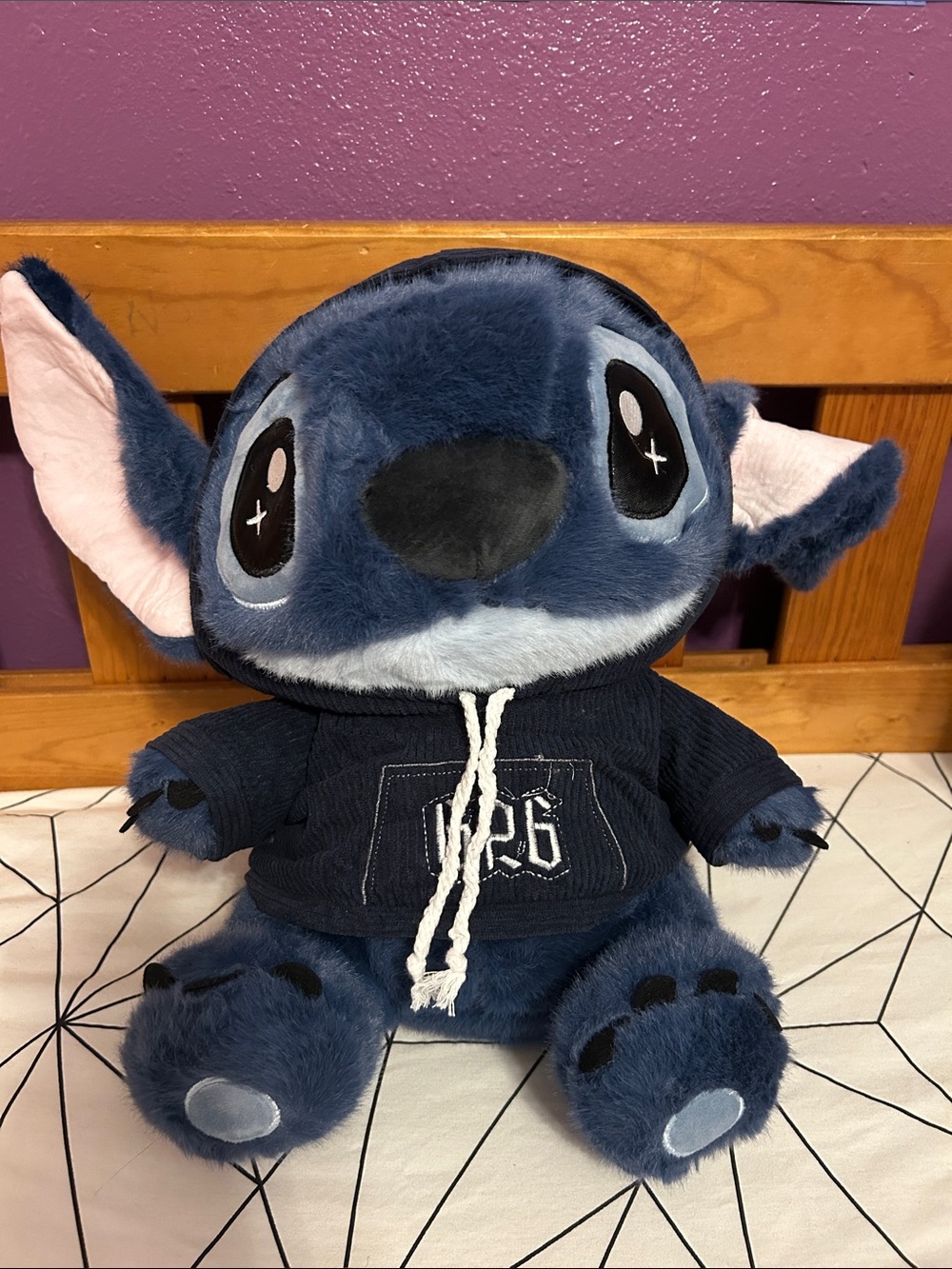 Disney Navy Blue Stitch Plush Hoodie Doll